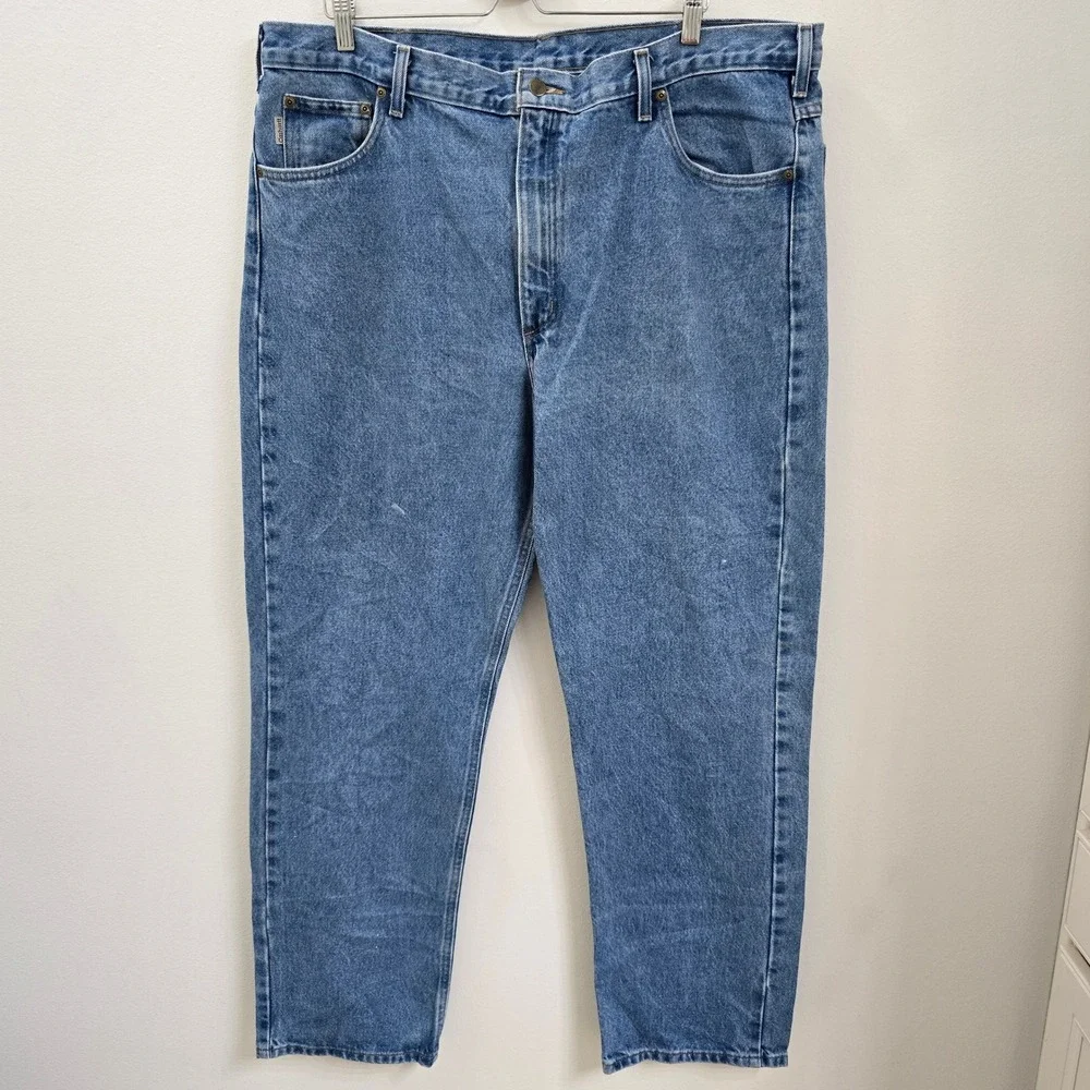 Carhartt B180 STW Traditional Fit Jeans Men 42x34 Stonewash Blue Cotton Workwear